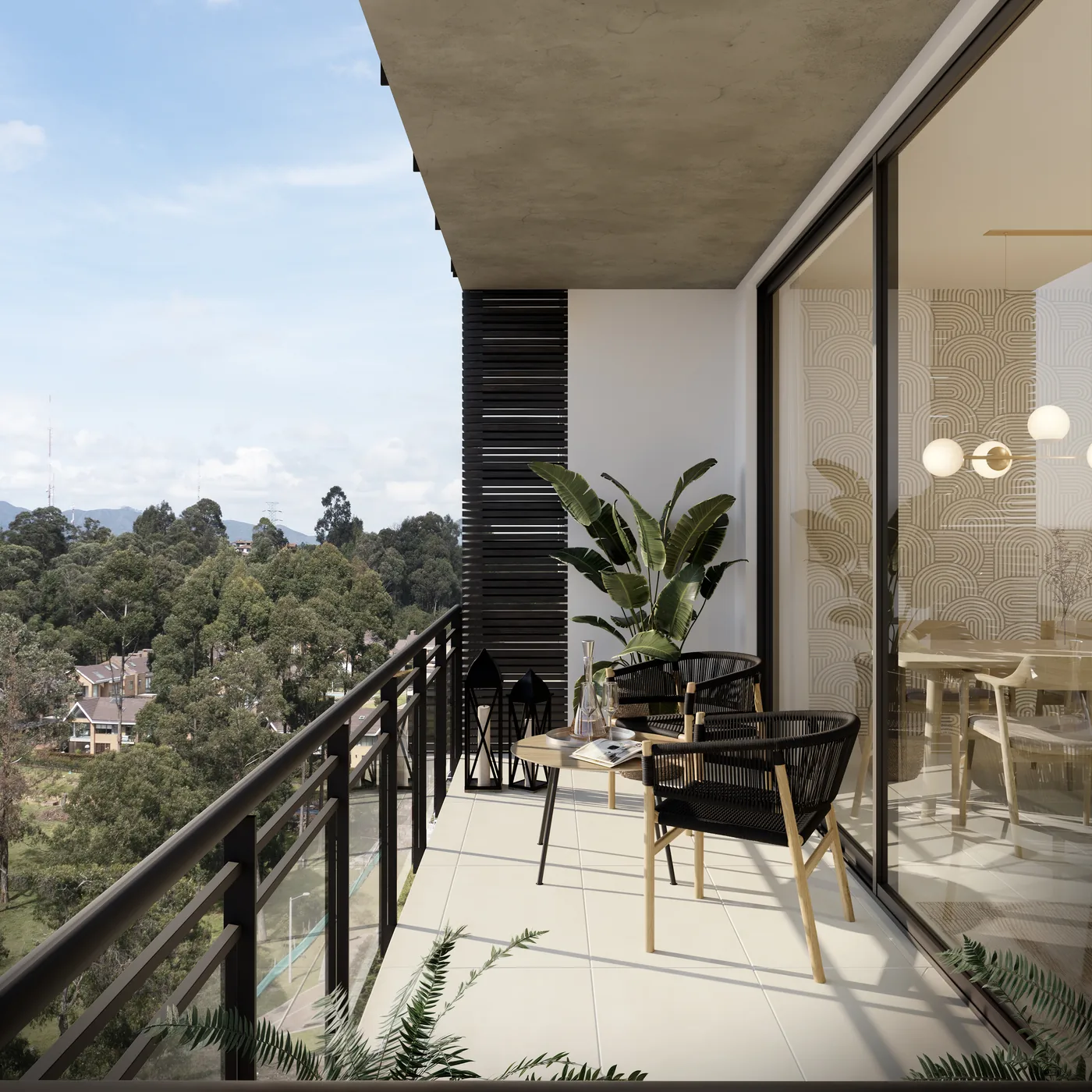 Balcón mirador de un apartamento de Cielo, amoblado y con vista al Llano