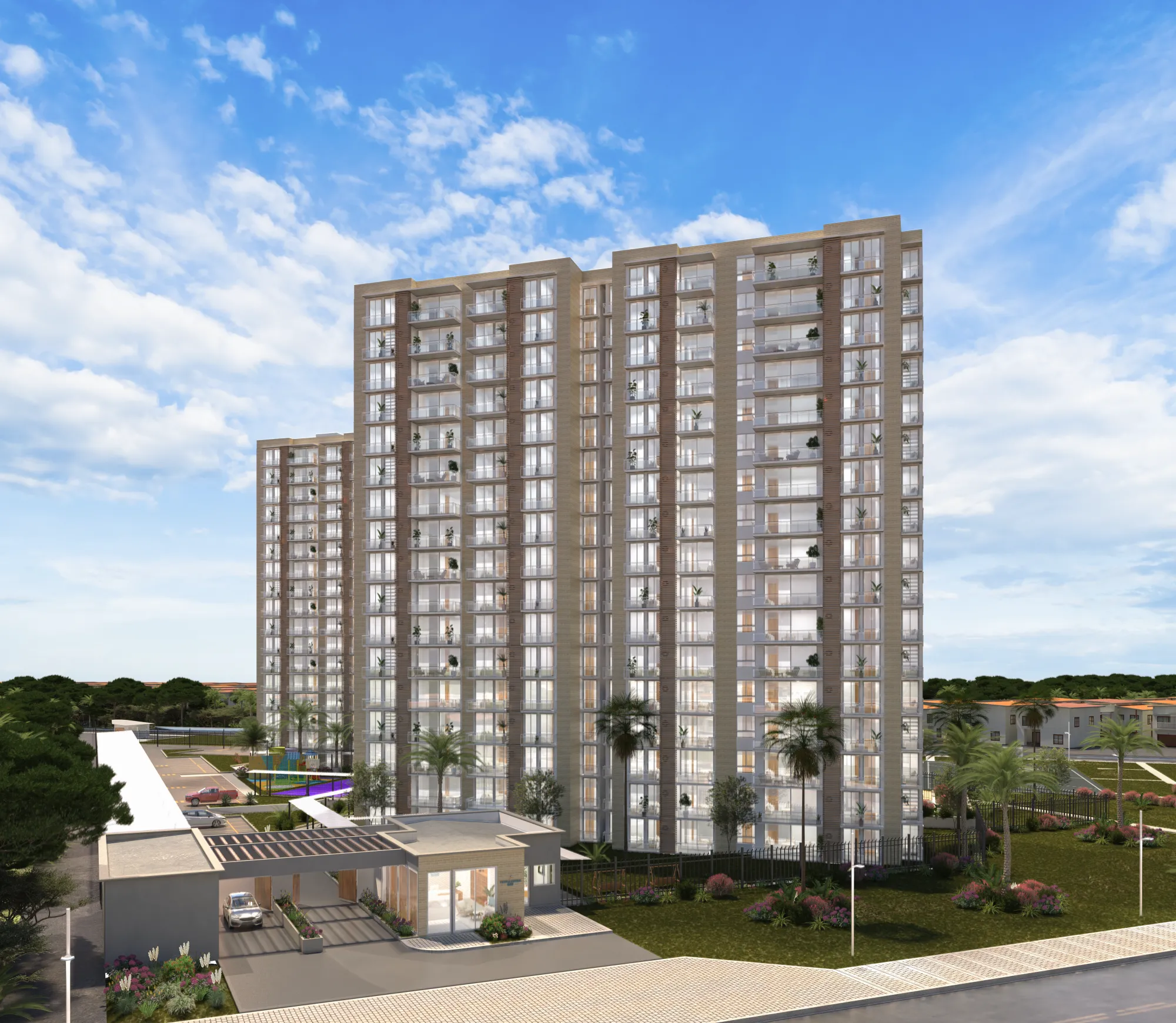 Fachada de Cielo Apartamentos con balcones miradores