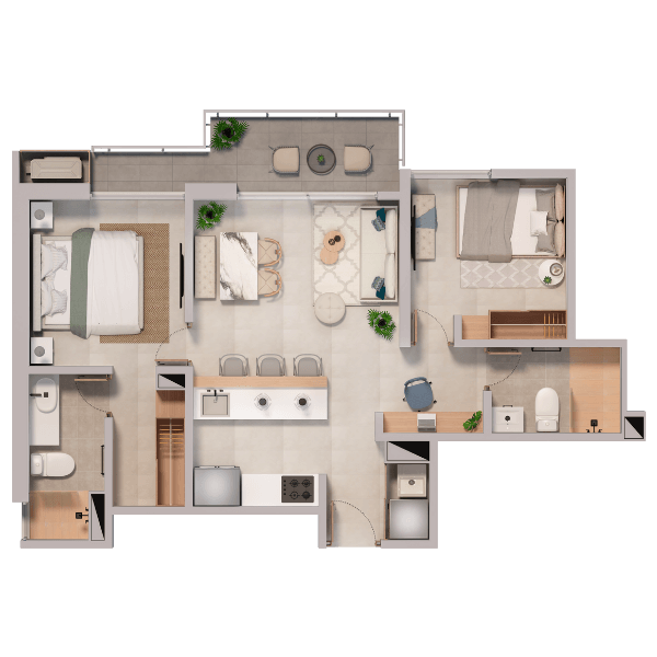 Plano del apartamento Tipo 4 de 71 m²
