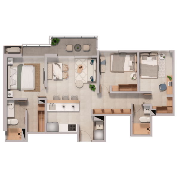 Plano del apartamento Tipo 4 de 85 m²