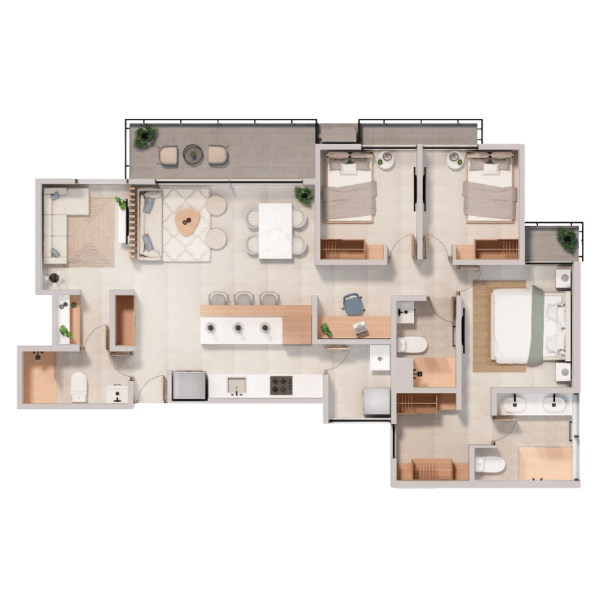 Plano del apartamento Tipo 5A de 116 m²