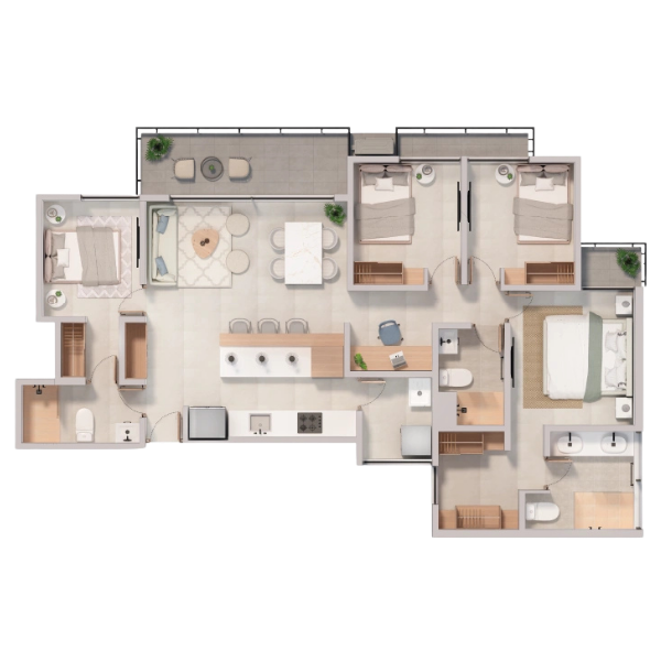 Plano del apartamento Tipo 5B de 116 m²