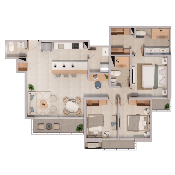 Plano del apartamento Tipo 6 de 105 m²