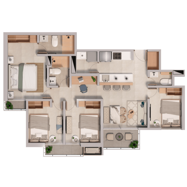 Plano del apartamento Tipo 7B de 87 m²
