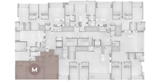Ubicación de la tipología M de 102 m² dentro de la planta
