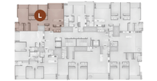 Ubicación de la tipología L de 133 m² dentro de la planta