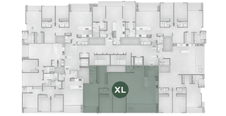 Ubicación de la tipología XL de 175 m² dentro de la planta