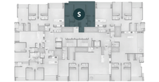 Ubicación de la tipología S de 85 m² dentro de la planta